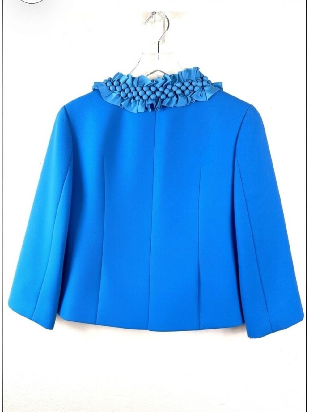 J.Crew Blue Wool Embellished Cropped Blazer Jacket Size 10 - Picture 3 of 16